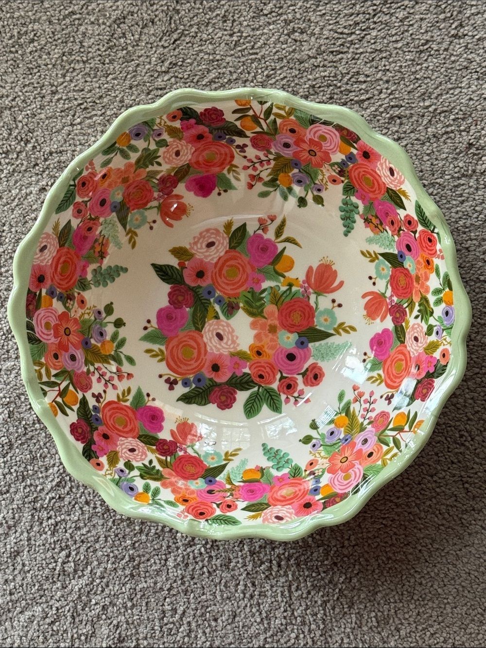 Rifle Paper Company Garden Party Floral Scalloped Melamine Serving Bowl!
